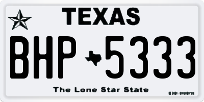 TX license plate BHP5333