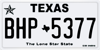 TX license plate BHP5377