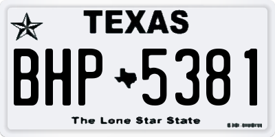 TX license plate BHP5381
