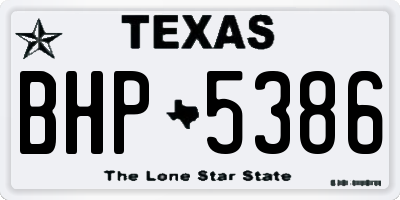 TX license plate BHP5386