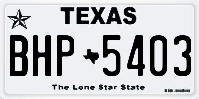 TX license plate BHP5403