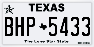 TX license plate BHP5433