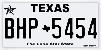 TX license plate BHP5454
