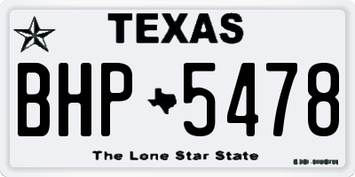 TX license plate BHP5478