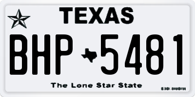 TX license plate BHP5481