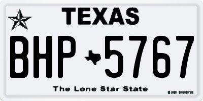 TX license plate BHP5767
