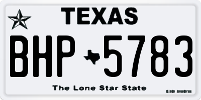 TX license plate BHP5783