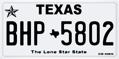 TX license plate BHP5802