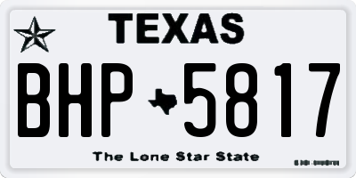TX license plate BHP5817