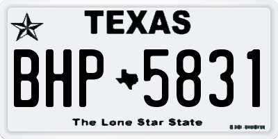 TX license plate BHP5831
