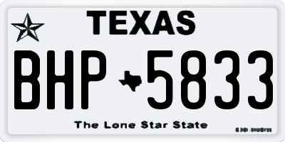 TX license plate BHP5833
