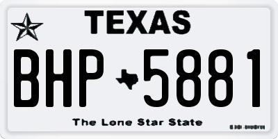TX license plate BHP5881