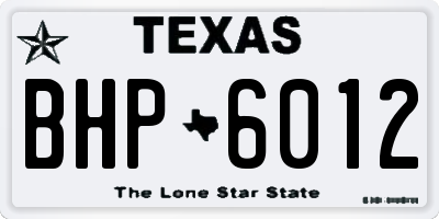 TX license plate BHP6012