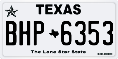 TX license plate BHP6353