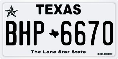 TX license plate BHP6670