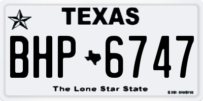 TX license plate BHP6747
