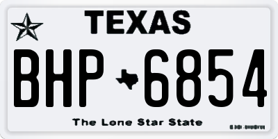 TX license plate BHP6854