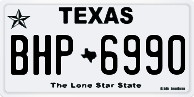 TX license plate BHP6990