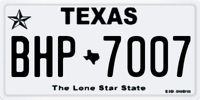 TX license plate BHP7007
