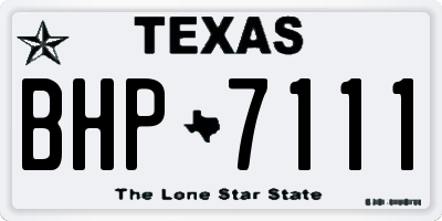 TX license plate BHP7111