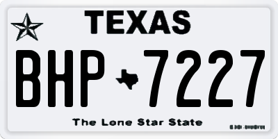 TX license plate BHP7227