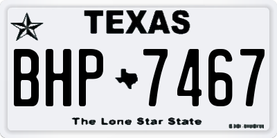 TX license plate BHP7467