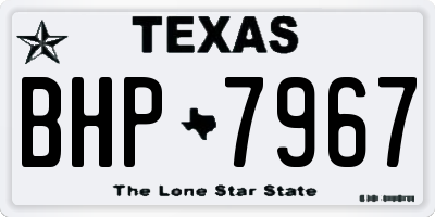TX license plate BHP7967