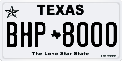 TX license plate BHP8000