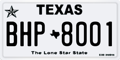 TX license plate BHP8001