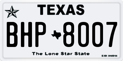 TX license plate BHP8007