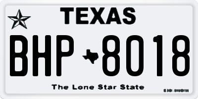 TX license plate BHP8018