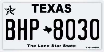 TX license plate BHP8030