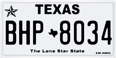 TX license plate BHP8034