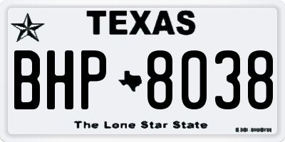 TX license plate BHP8038