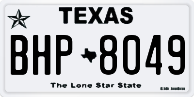 TX license plate BHP8049
