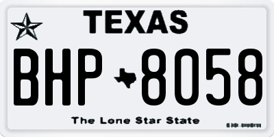 TX license plate BHP8058