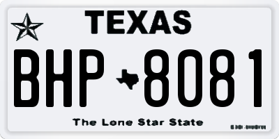 TX license plate BHP8081