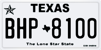 TX license plate BHP8100