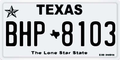 TX license plate BHP8103