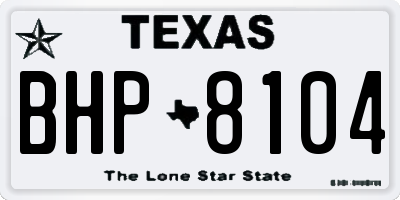 TX license plate BHP8104