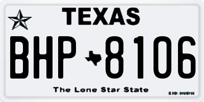 TX license plate BHP8106