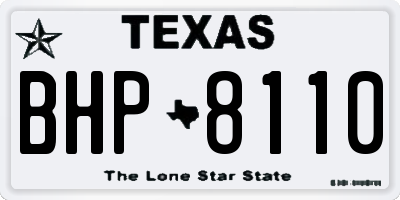 TX license plate BHP8110