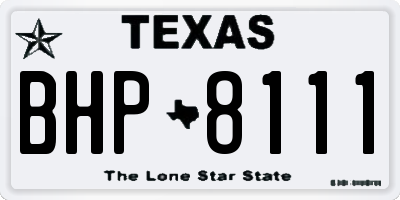 TX license plate BHP8111