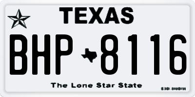 TX license plate BHP8116