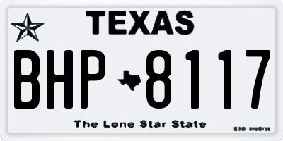 TX license plate BHP8117