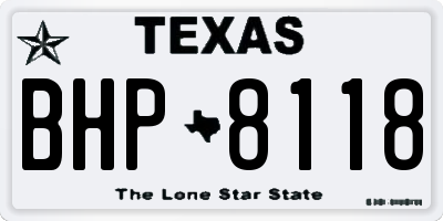 TX license plate BHP8118
