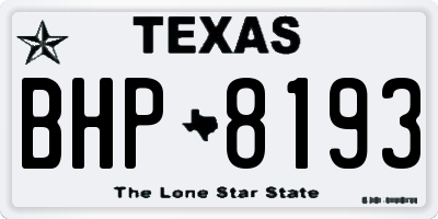 TX license plate BHP8193