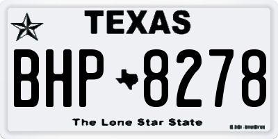 TX license plate BHP8278