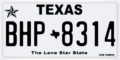 TX license plate BHP8314