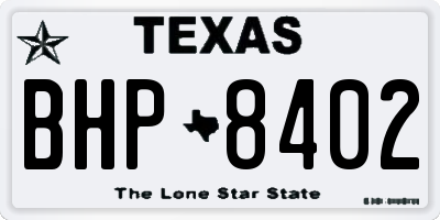 TX license plate BHP8402